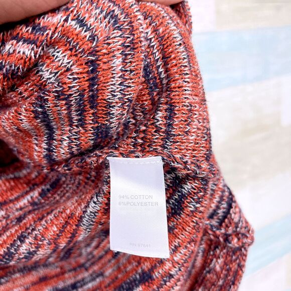 Pure J Jill Drapey Kimono Sleeve Sweater Orange Blue Womens Large Petite LP - Picture 7 of 7